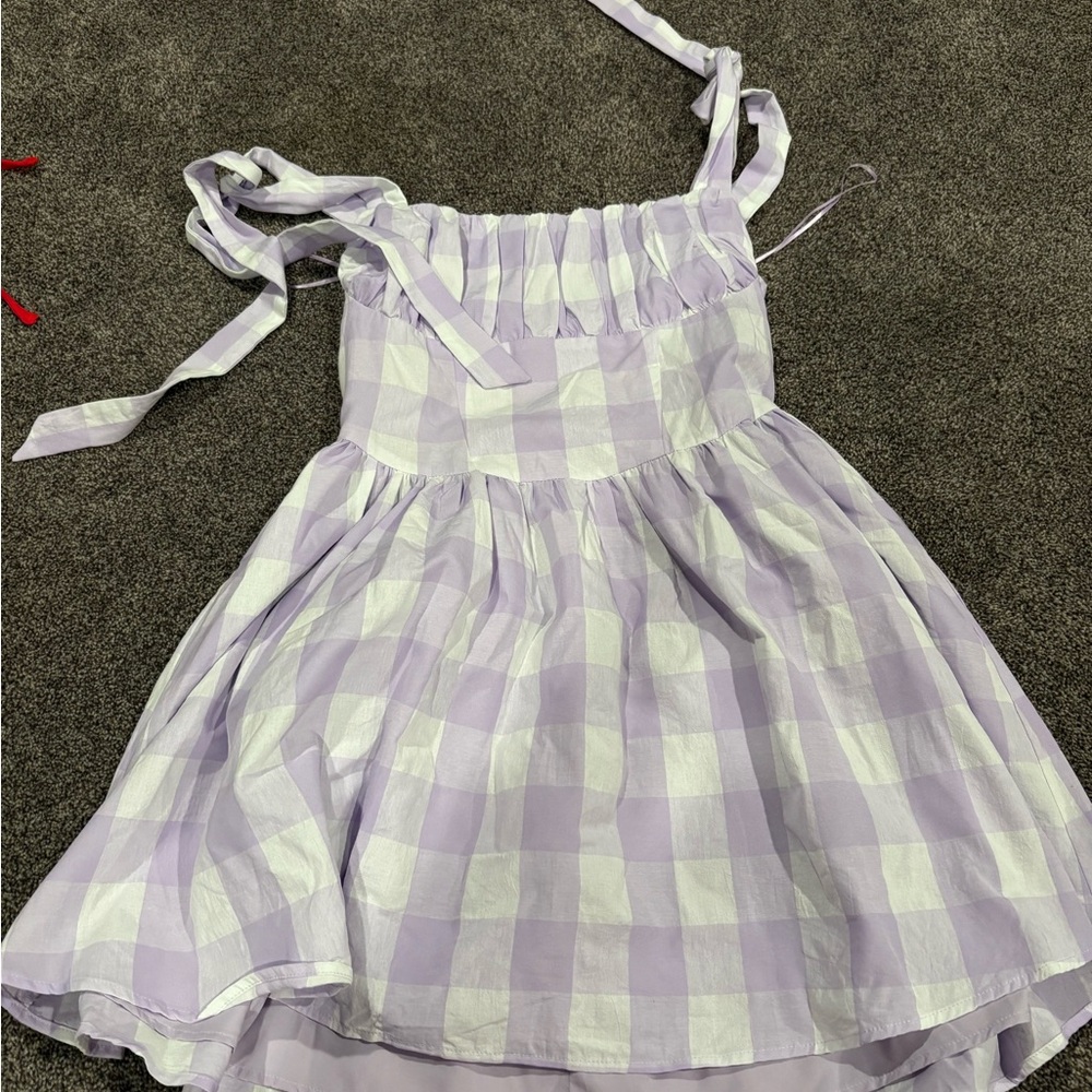 Purple and White Checkered Dress